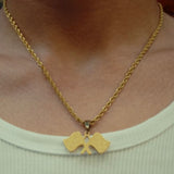 Checkered Flag necklace Gold
