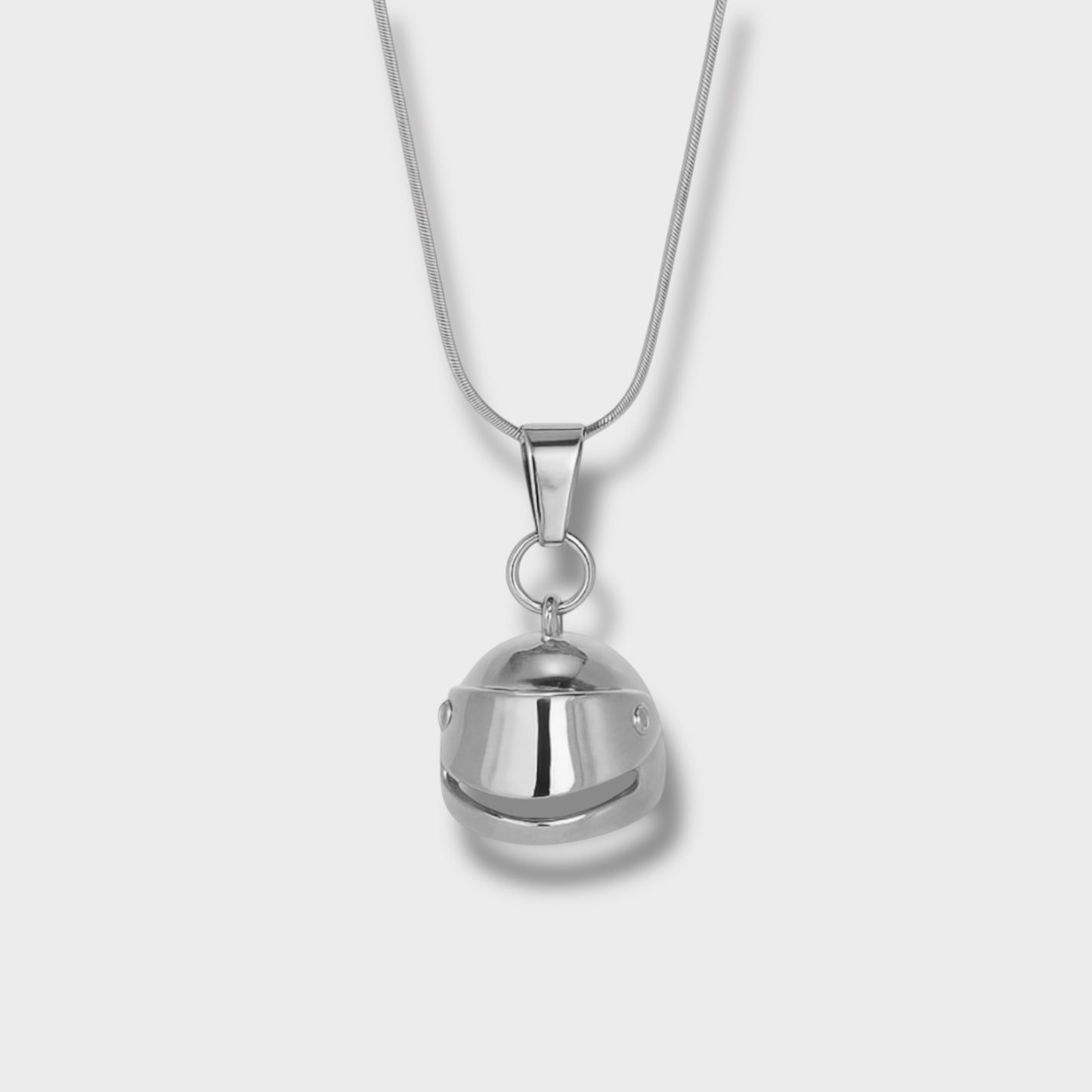 Racing Helmet Necklace Silver