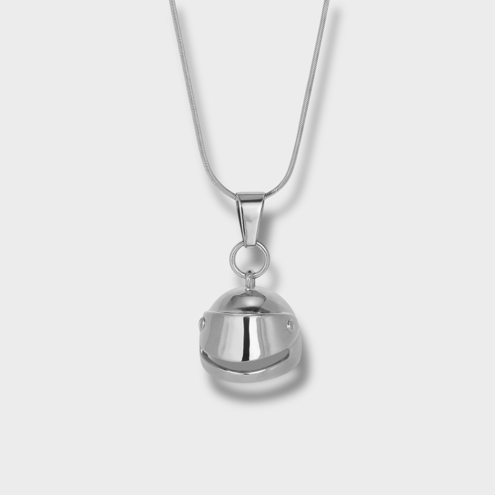 Racing Helmet Necklace Silver