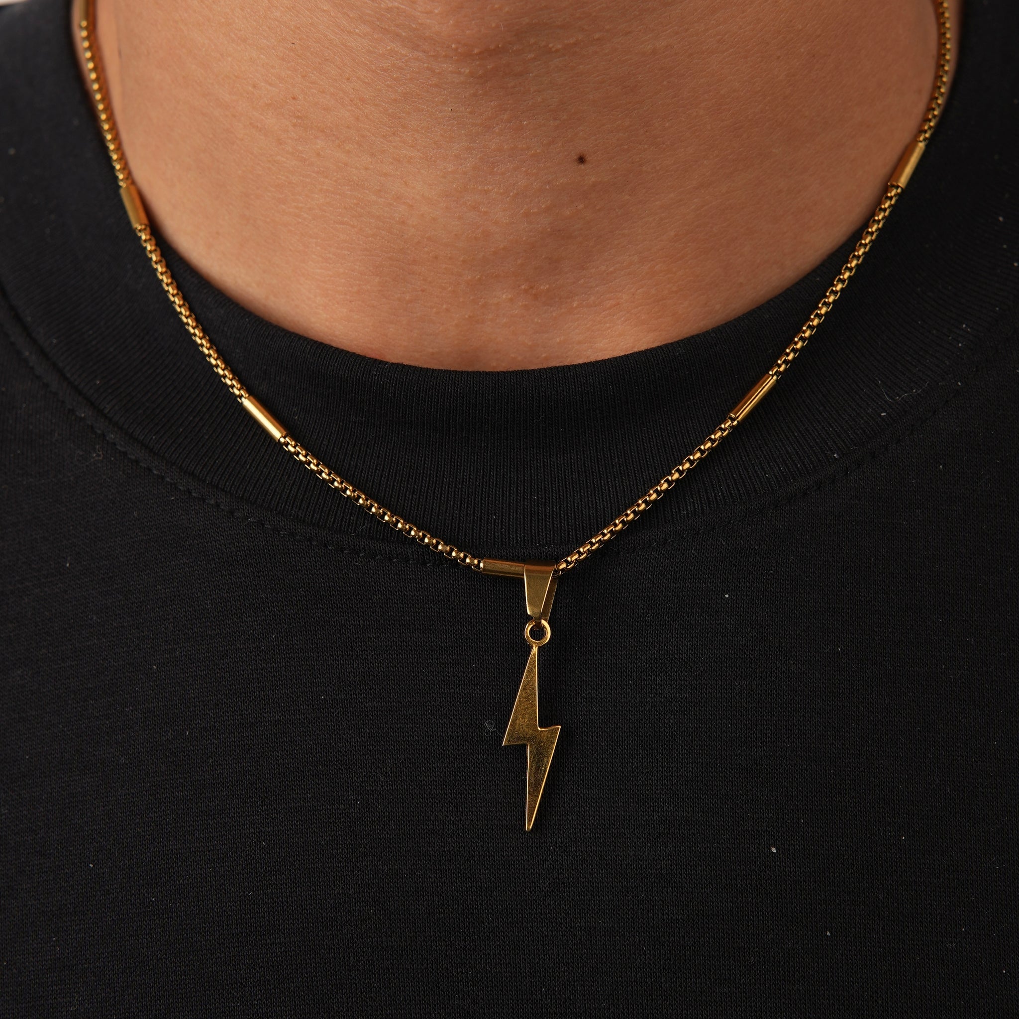 Lightning Bolt Necklace Gold