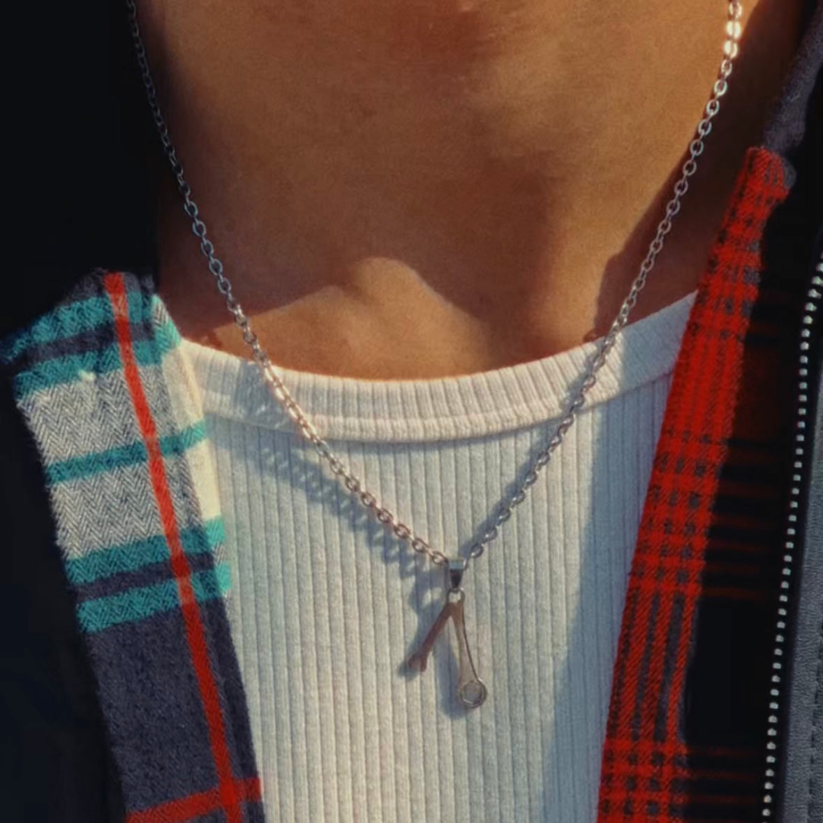 Wrench Necklace Silver