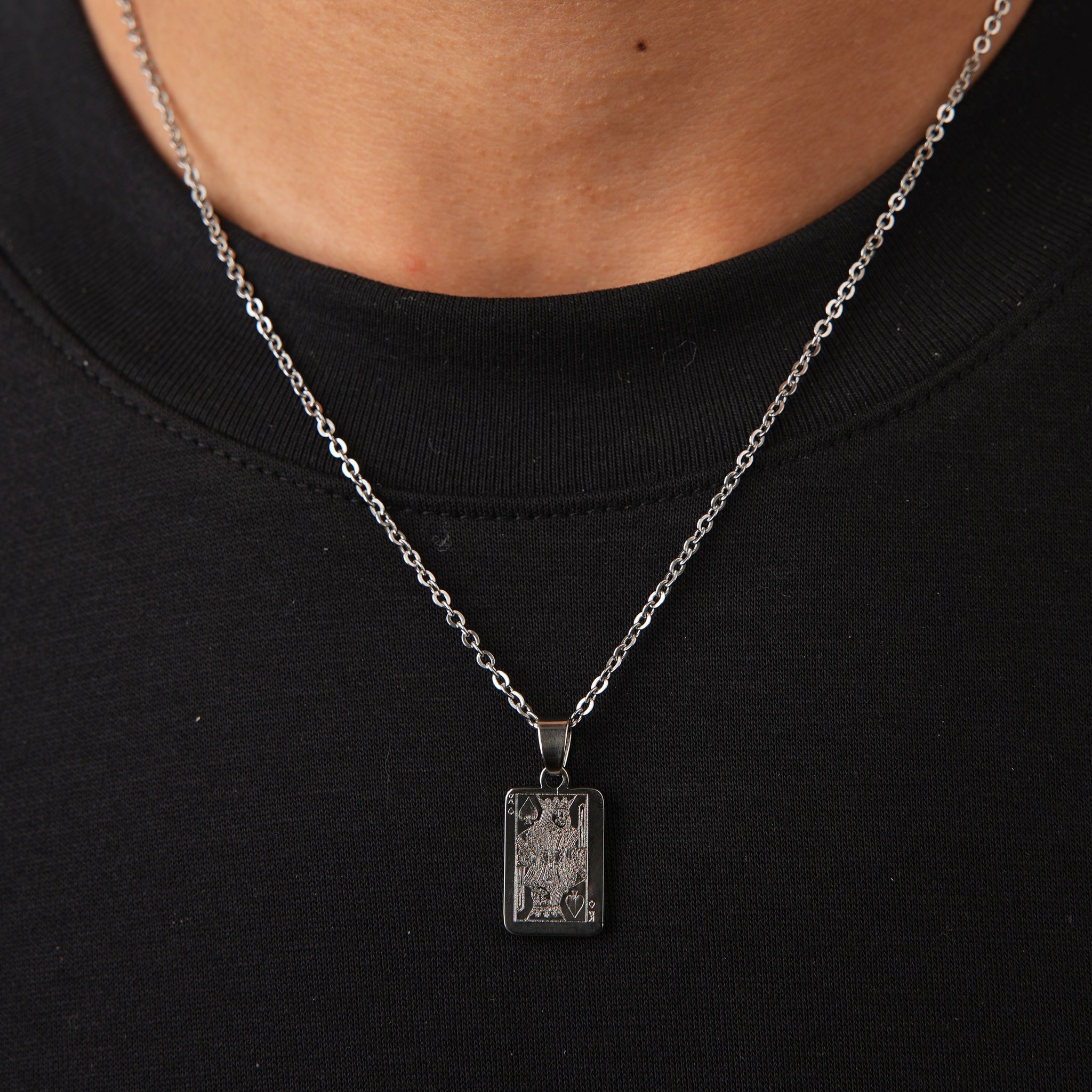 King Of Spade Necklace Silver