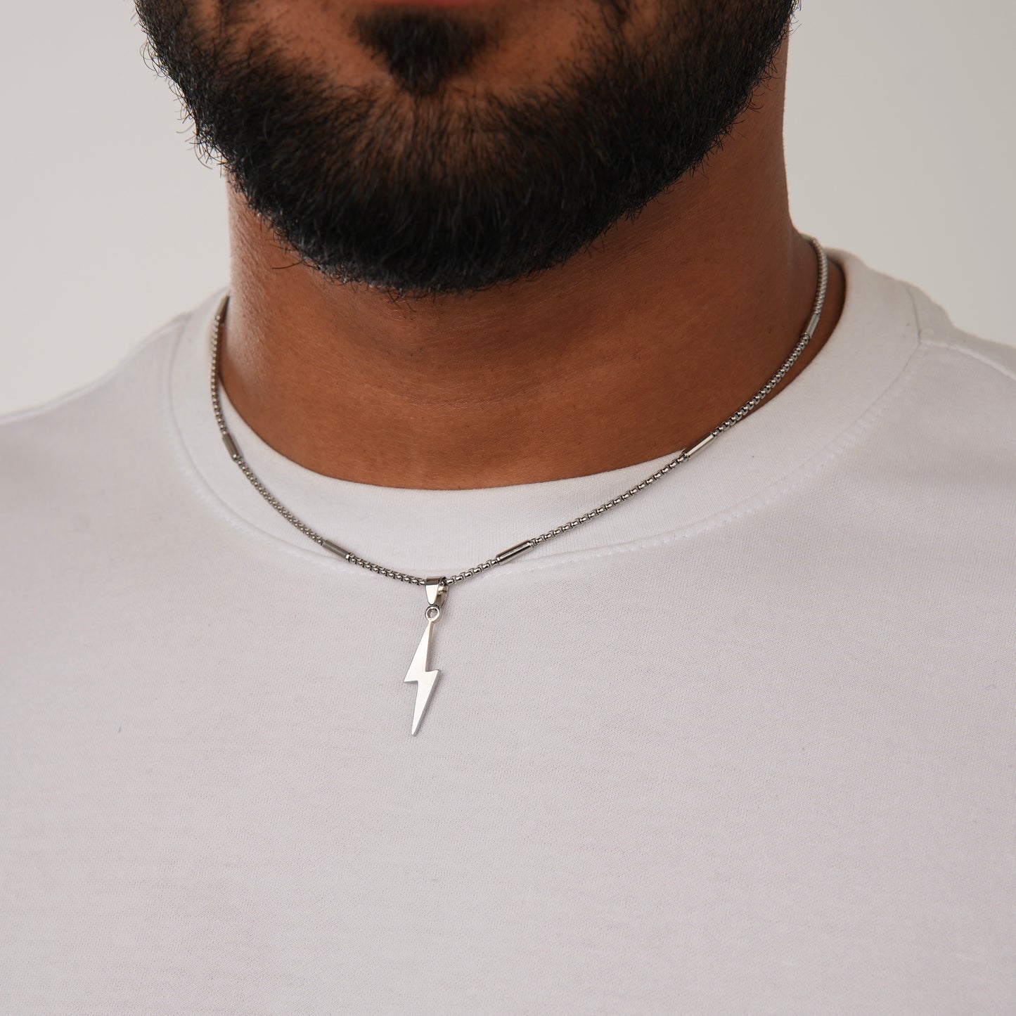 LIGHTNING BOLT NECKLACE SLVR