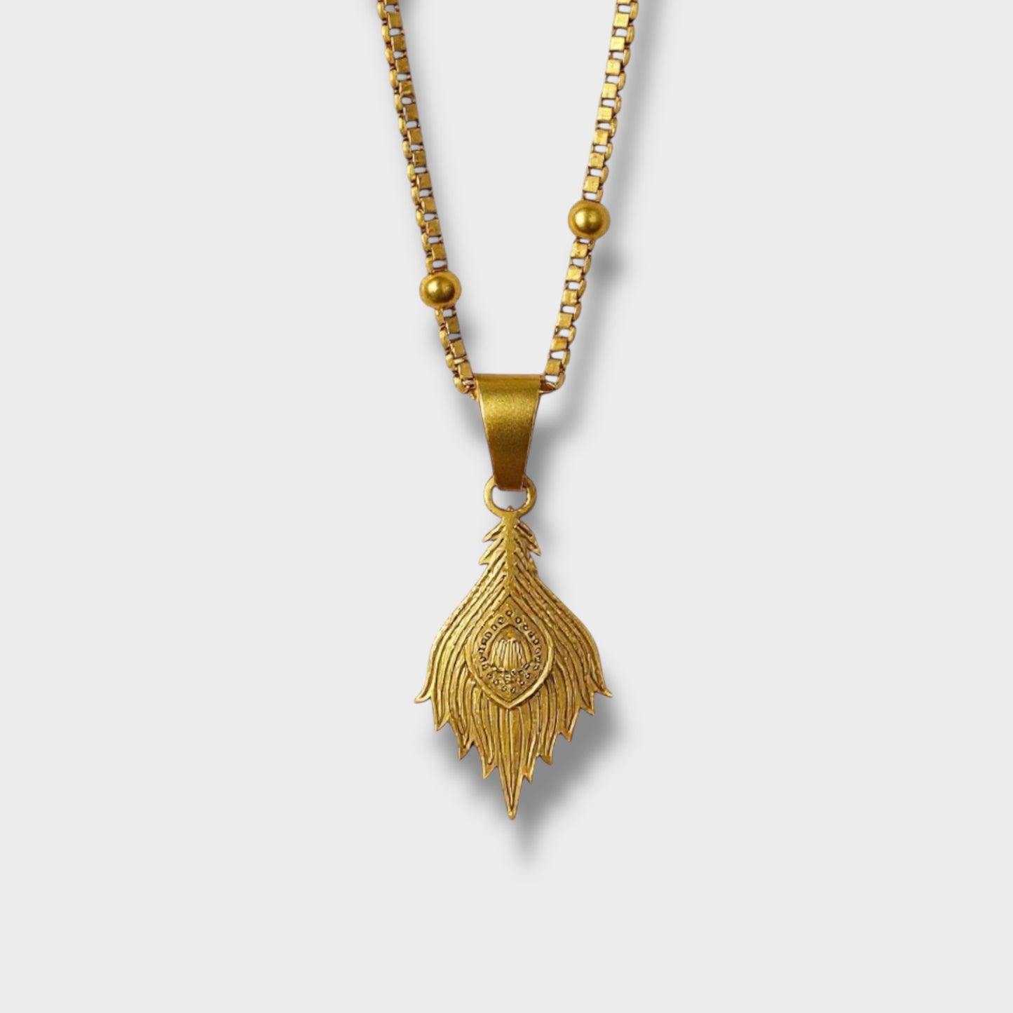 Peacock Feather Necklace Gold