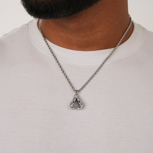 BOXING GLOVES NECKLACE SLVR