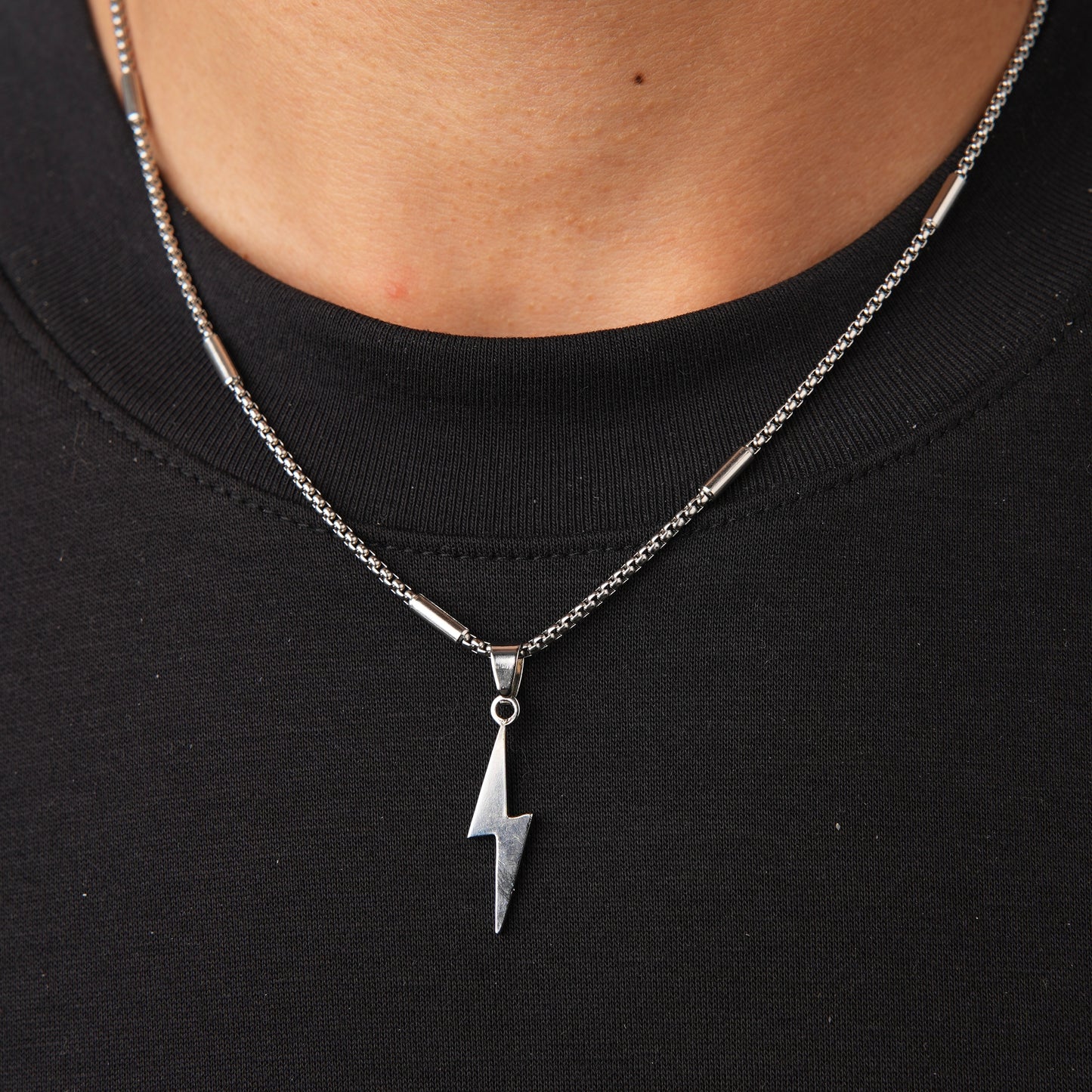 Lightning Bolt Necklace Silver