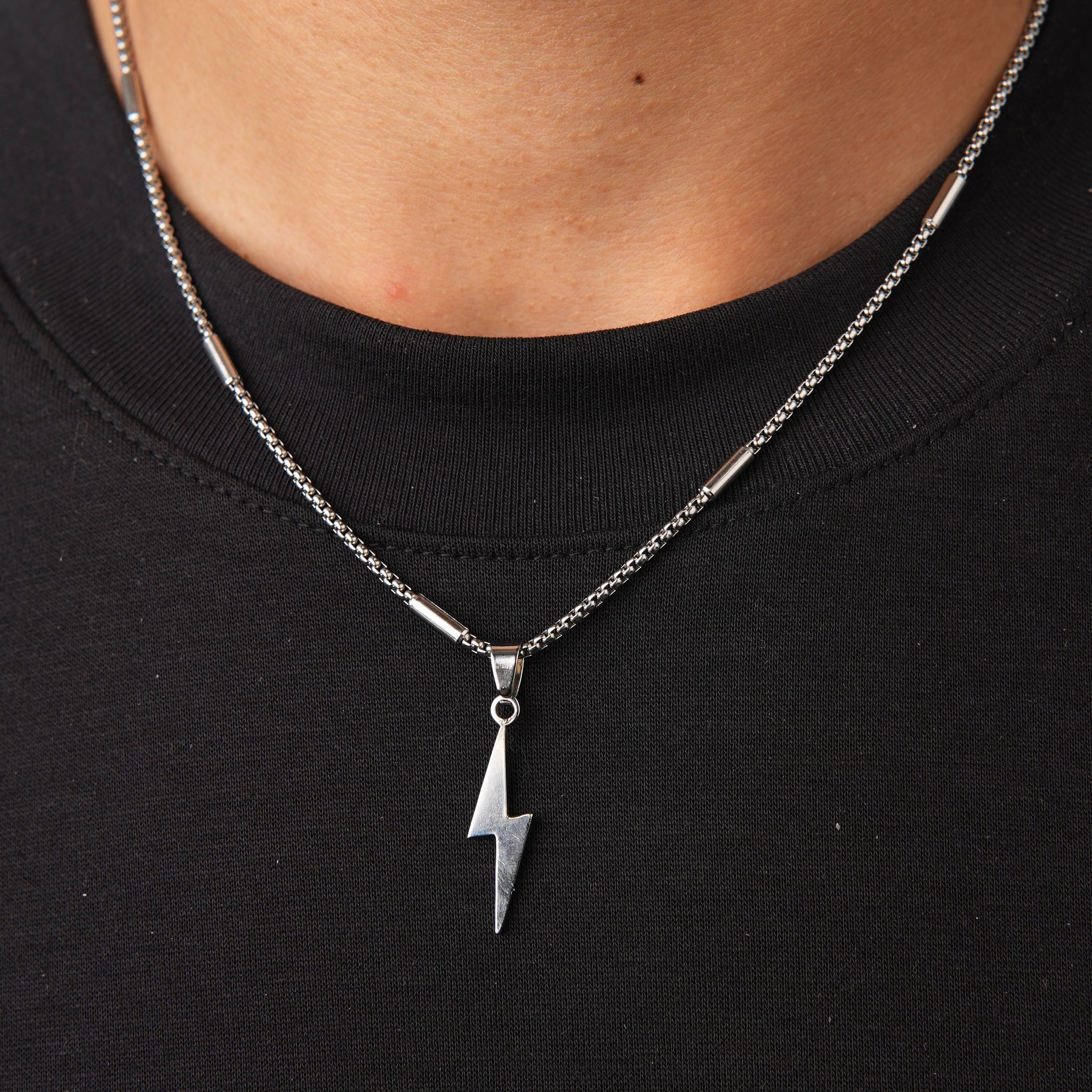 Lightning Bolt Necklace Silver