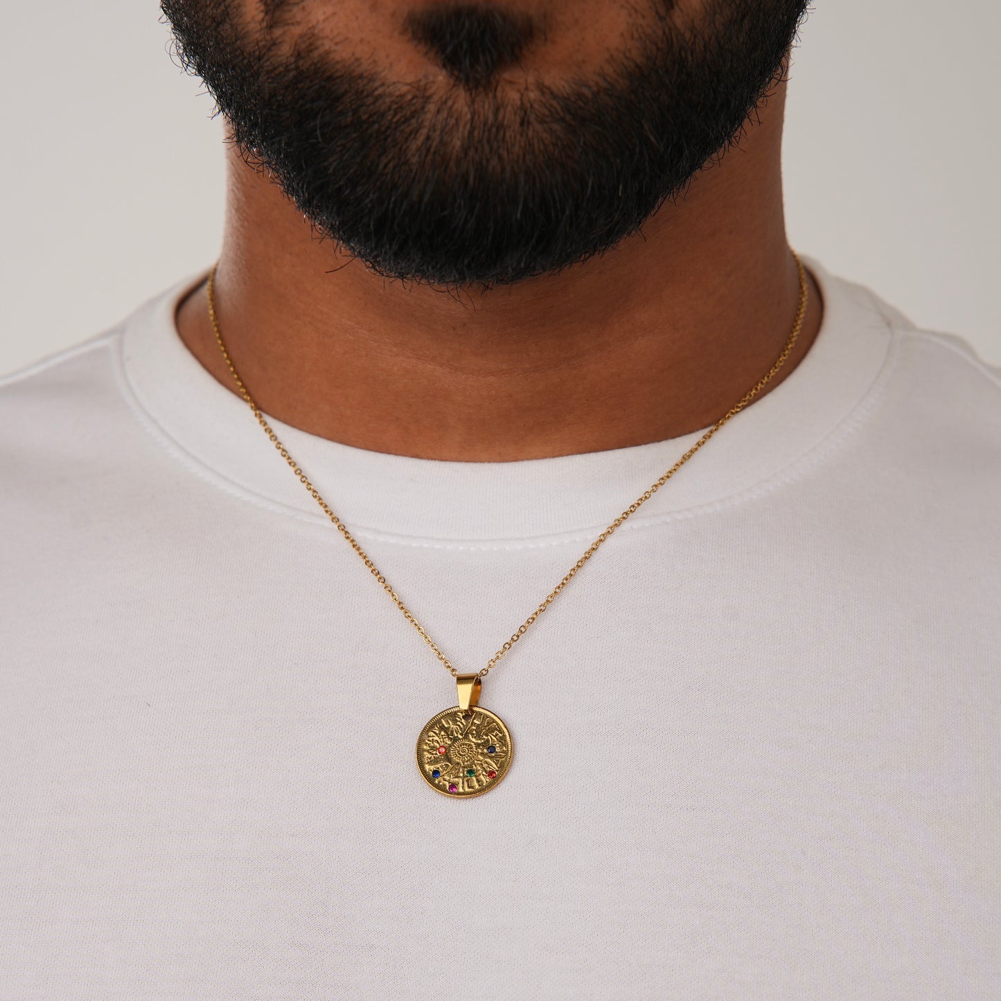 DOME GEMSTONE NECKLACE GLD