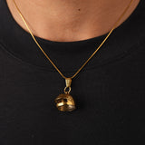 Racing Helmet Necklace Gold