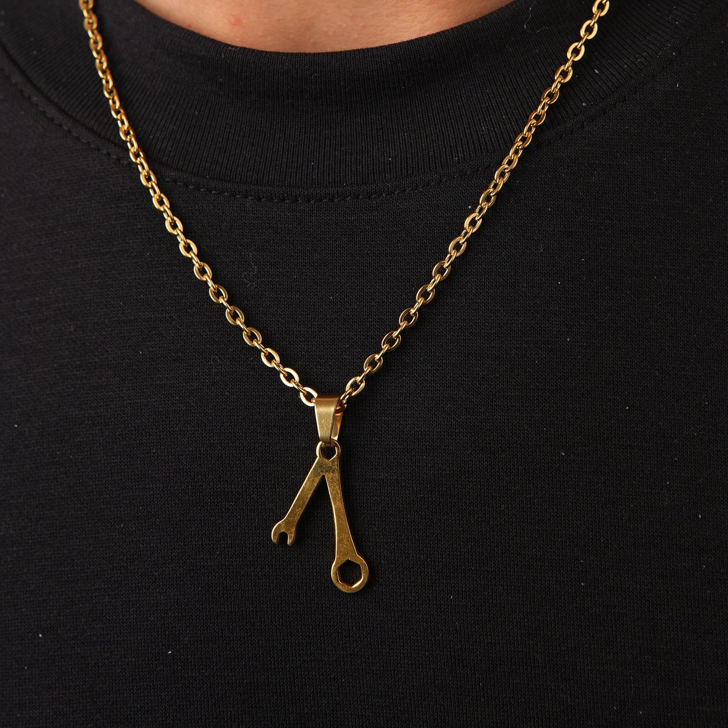 Wrench Necklace Gold