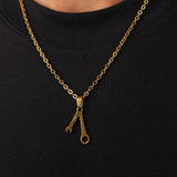 Wrench Necklace Gold