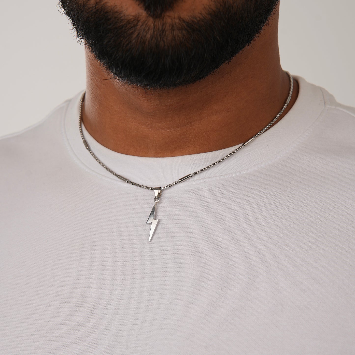 LIGHTNING BOLT NECKLACE SLVR