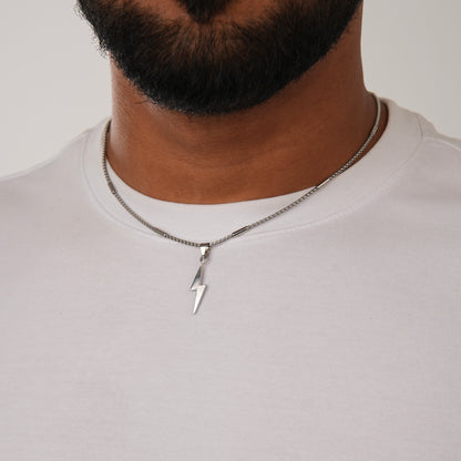 LIGHTNING BOLT NECKLACE SLVR
