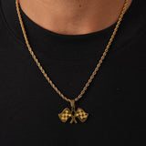 Checkered Flag necklace Gold