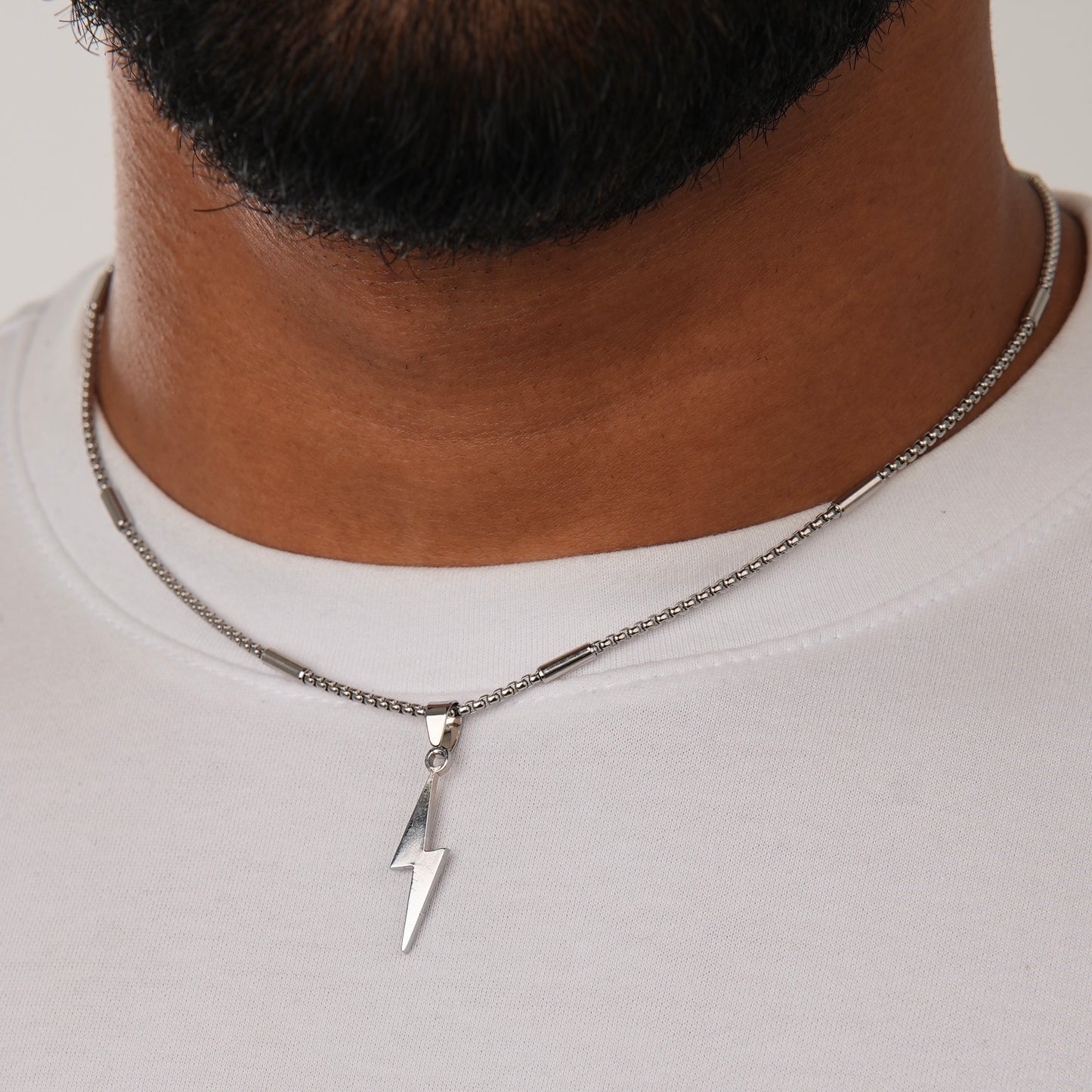 Lightning Bolt Necklace Silver