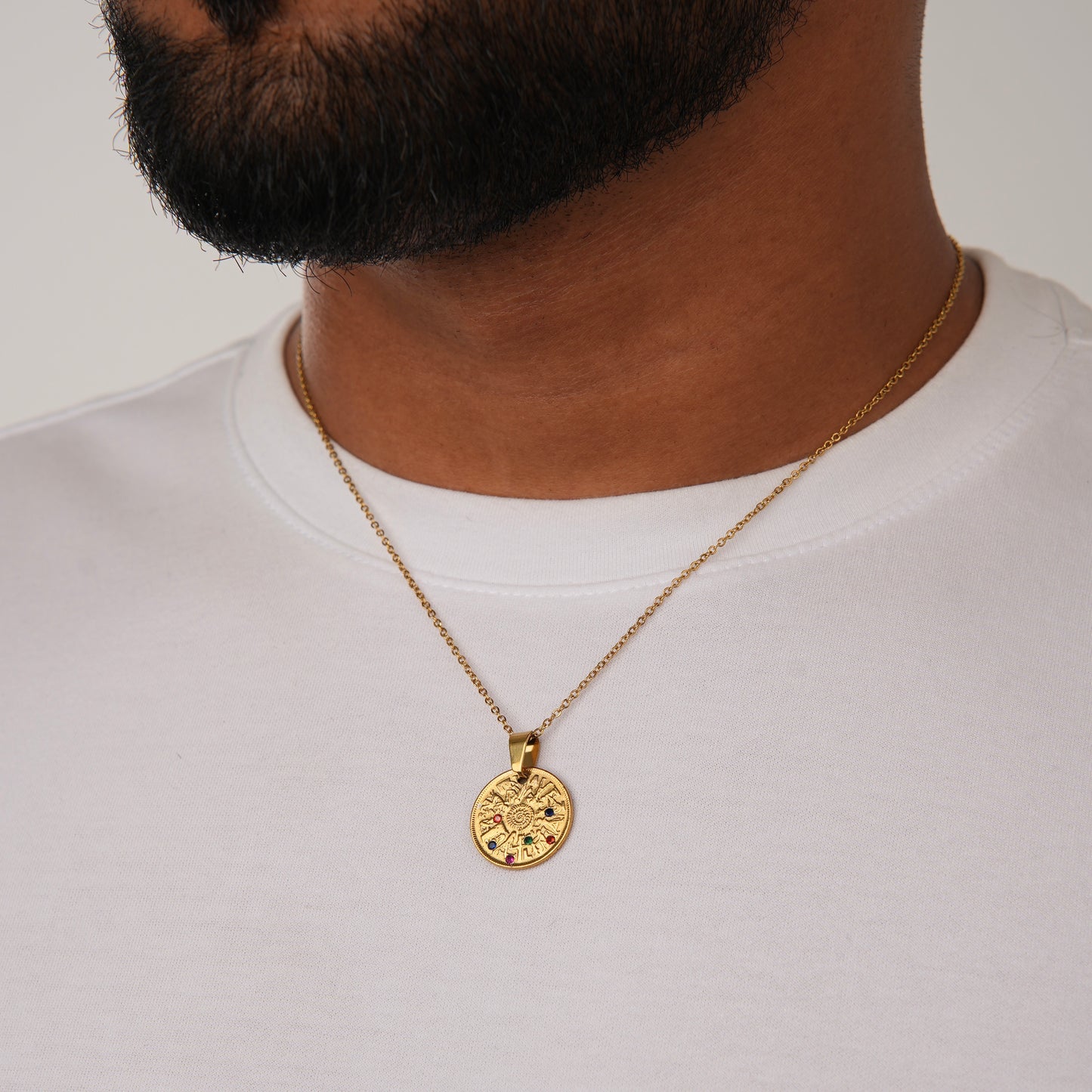 DOME GEMSTONE NECKLACE GLD