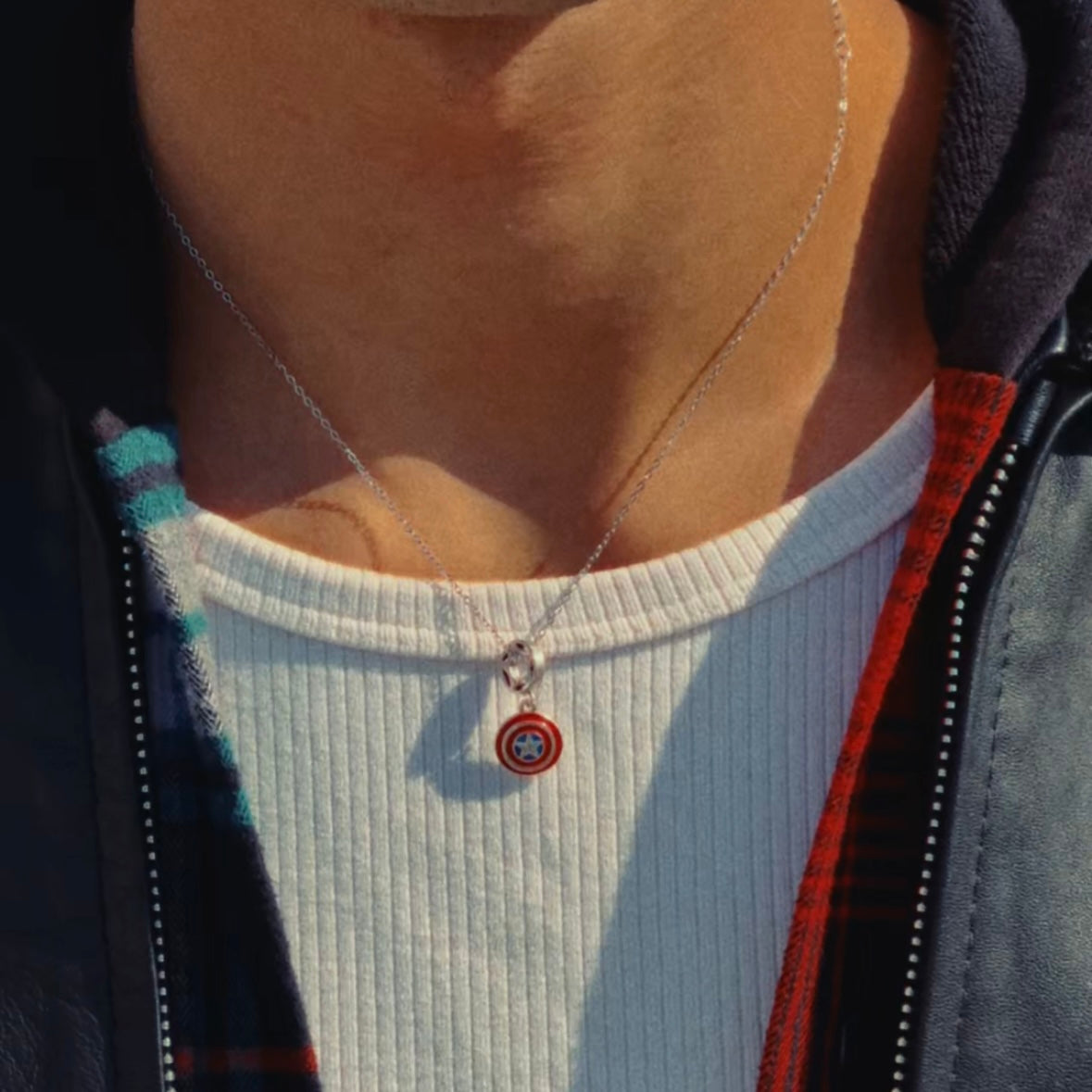 Captain America Necklace Silver