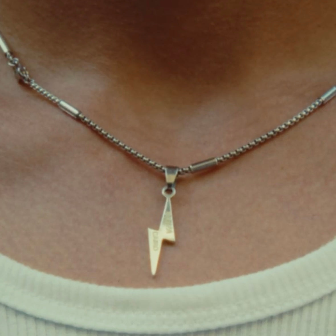 Lightning Bolt Necklace Silver