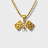 Checkered Flag necklace Gold