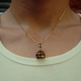 Racing Helmet Necklace Gold