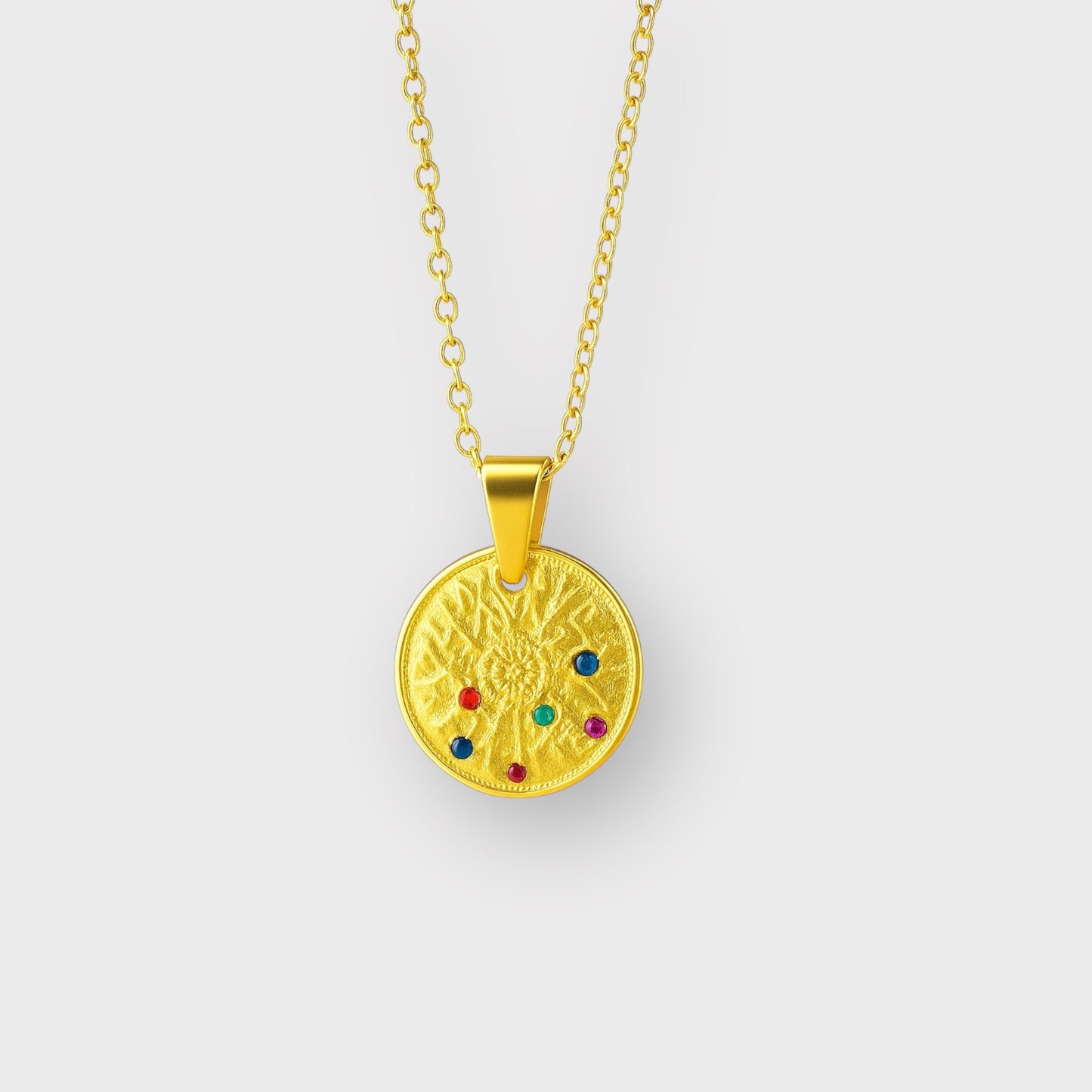 DOME GEMSTONE NECKLACE GLD