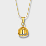 Racing Helmet Necklace Gold