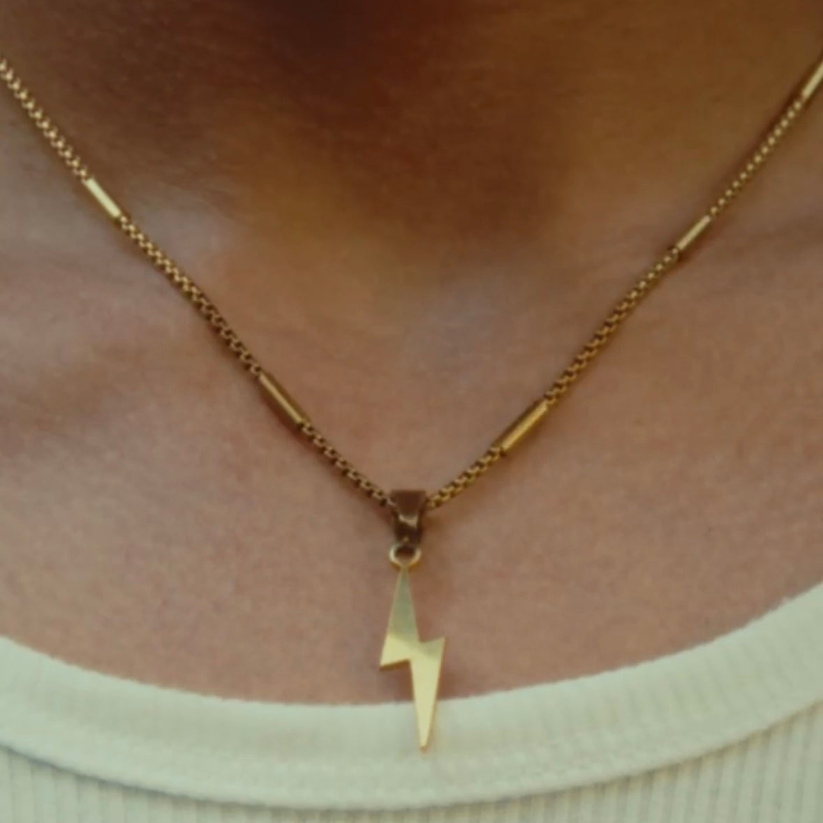 Lightning Bolt Necklace Gold