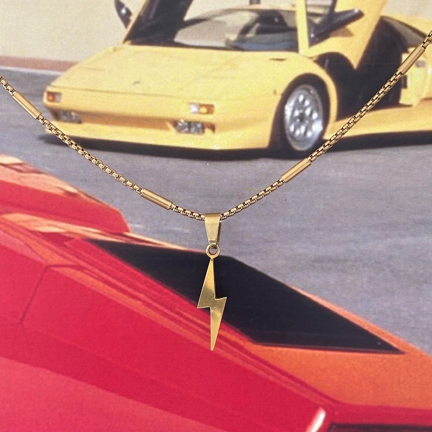 Lightning Bolt Necklace Gold