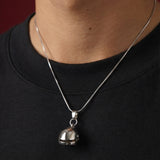 Racing Helmet Necklace Silver